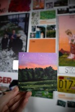 ACEO Original Art Card, Dusk Forest, Fireflies, Alcohol Markers, Signed, 4x4in picture