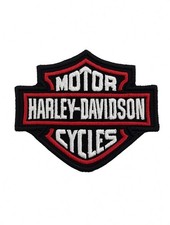 Red and White Harley Davidson Iron On Sew On Patch 2.5x3 Inches picture