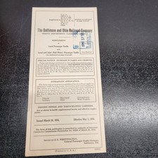 1956 Baltimore & Ohio Railroad Passenger Tariff Supplement B&O Ephemera picture