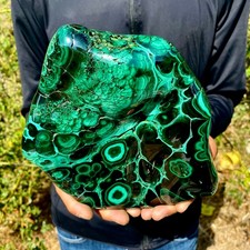 6LB Natural Polished Malachite Freeform Specimen Banded Green Mineral Home Deco picture