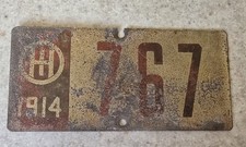1914 Ohio Motorcycle License Plate 3 digit Harley Indian Excelsior, Merkel 🏍 picture