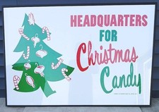 Vintage Christmas Candy Cane Spangler Co Vinyl Poster Sign Store Display 26x37 picture