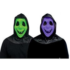 Fun World Friendly Ghost Goofy Face Mask UV Rxn Purple Green Retro Halloween picture