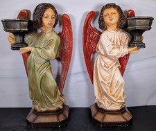 Pair Vntg Universal Statuary Corp 1977 Angel Candle Holder Statues Chalkware 16