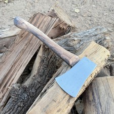 Vintage Collins Camp Axe,Belt Hatchet 1 1/4 lb With Hickory Curved Handle picture