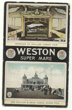 Weston Super Mare England Pavilion Grand Pier Band Stand Old Postcard  picture