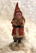 Vtg German CLAY Face Standing Belsnickel Putz Santa Claus 5.5