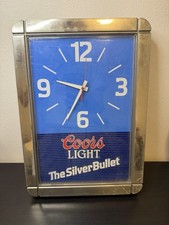 Vintage 1988 Coors Light The Silver Bullet Wall Clock 17”x12” Works Great picture
