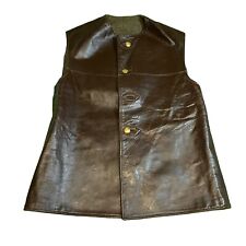 50s 1952 Belgian Army Leather Jerkin Vest Motorcycle Riders Size XL picture