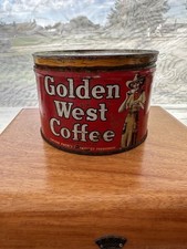 Vintage Golden West Coffee Drip Grind Cowgirl Portland Seattle SF LA Antique Tin picture