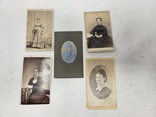 5 Antique 1800s Beautiful Women Fashion  CDV Photo Cards Portrait Photography picture