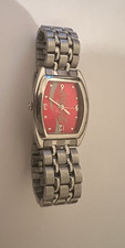 Coca-Cola Stainless Watch Red Face Metallic Gloss Logo Working VTG Japan Motion picture