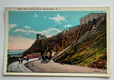 ca 1920s NJ Postcard Weehawken New Jersey West Shore Ferry Road vintage cars picture