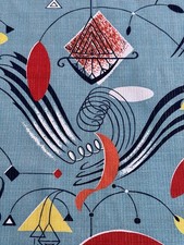 1950’s Phoenix of ATOMIC Kineticism Lurex Mid Century Barkcloth Vintage Fabric picture