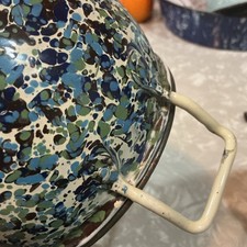 RARE CONFETTI “END OF DAY” XTRA SMALL POT N/M GRANITEWARE ENAMELWARE ANTIQUE picture