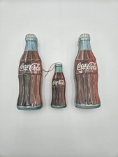 Vintage Coca-Cola Bottle Shaped Tin Containers Lot of 3 Holiday Ornament (A2) picture