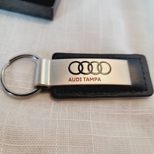 Audi Tampa Florida Metal & Leather Keychain New In Box Dealership Key chain picture