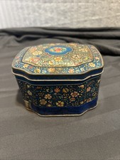 Vintage George W. Horner & Co. Ltd. England Tin – Floral Sweets Container – Blue picture