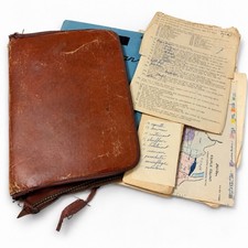 Vintage Mid Century 60s School Leather Binder Time Capsule HandWritten Homework picture