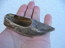 RARE - Antique .800 Hand Tooled Silver Shoe Ashtray - 24.31g picture