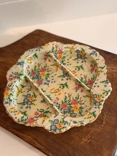 RARE Royal Winton Grimwades Pelham Cross Stitch Divided Dish, Made in England picture