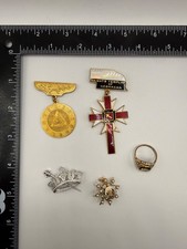 Vintage Fraternal Jewelry Lot Knights Templar Nebraska Rebekah IOOF Ring Pins picture