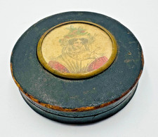 Antique Victorian Lady Portrait Paper Mache Snuff Round 2.6