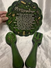 Vintage 1970’s Chalkware Wall Plaque “My Kitchen Prayer” With Spoon & Fork picture