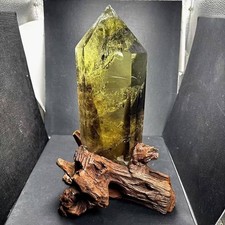 9LB Top Natural Citrine Quartz Obelisk Crystal Wand Point Reiki Tower + base picture