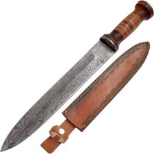 Wild Turkey Handmade Real Damascus Full Tang Mini Sword-Doller Sheet Handle picture