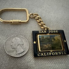 Vintage San Jose California Spinner Keychain Photo Scenery Gold Tone Heavy 34g picture