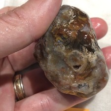 3.6 Oz Lake Superior Agate, lace banded w quartz, red, uncut rough, MN estate picture