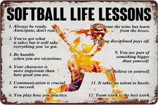 Softball Life Lessons Vintage Positive Tin Metal Signs Home Décor 8x12 picture