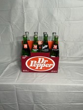 Vintage 1970s FULL SEALED Soda Bottles Lot 8 Dr Pepper 7UP Sprite w/ Carrier picture