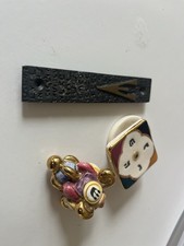 Vintage Judaica Lot of 3 Mezuzah Case Ceramic Dreidels Israel picture