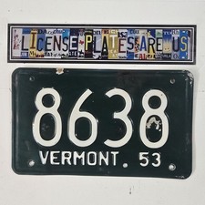 1953 Vermont License Plate 🔥 Original Vintage Four Digit VT Tag 8638 picture