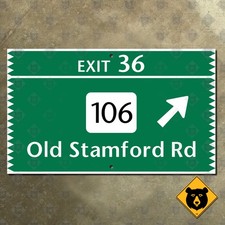 Connecticut Merritt Parkway Exit 36 Route 106 Old Stamford Road sign 22x13 picture
