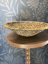 Vintage Woven Wicker Decorative Bowl Basket Brown Boho Farmhouse Centerpiece 12” picture