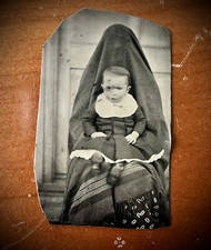 Excellent Hidden Ghost Mother Tintype Photo Creepy Victorian Weird Antiques picture