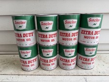 8x Vintage NOS Sinclair Extra Duty Motor Oil Composite Oil Can Dino Sign Graphic picture