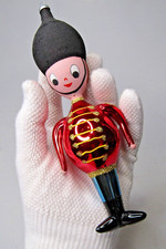 Vintage Glass British Royal Guard Figurine Christmas Ornament De Carlini Italy picture