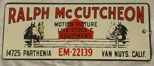 Vintage Ralph McCutcheon Motion Picture Livestock Equipment Van Nuy CA Sign 10x5 picture