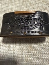 Antique 19th Century Folk Art Pocket Snuff Leather Wrapped / Tobacco Container picture