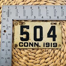 1919 Connecticut License Plate 504 MOTORCYCLE ALPCA Harley Indian BMW Norton picture