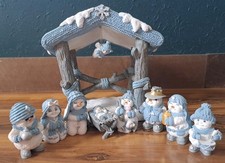Vintage Encore Nativity Scene 8 Figurines Snowman Set See Photos picture