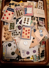 Vtg Estate Sewing Button Lot 130 Cards Bakelite Glass Pearl Snaps Muscatine picture
