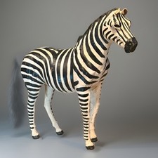 India Rare Vintage Leather Wrapped Zebra Figure Hand Painted picture