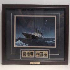 Vintage R.M.S. Titanic The Final Hour Print Postal Commemorative Stamps 20x18 picture