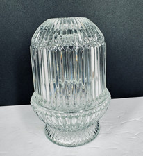 Vtg Homco Ribbed Glass Fairy Lamp Candle Holder 3pc (Cracked Base SEE PHOTOS) picture