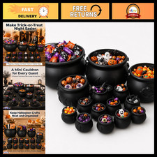 16 Pcs Black Witch Cauldron Bowls Set - Halloween Party Decor & Props picture